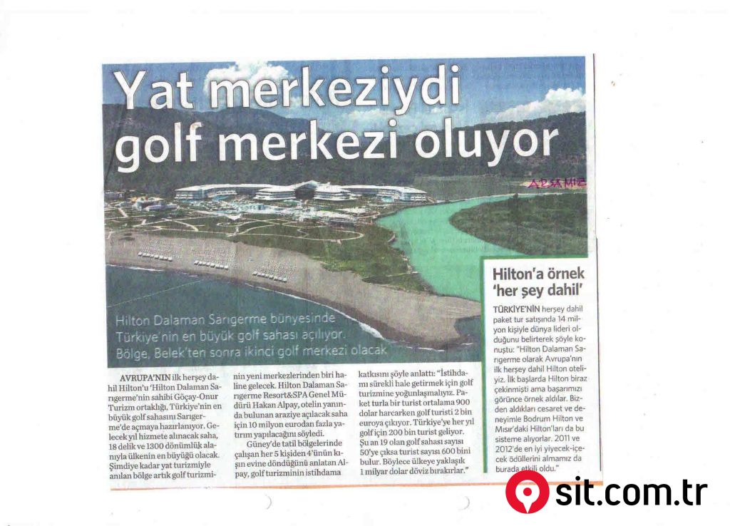 SARIGERME HİLTON OTEL GOLF SAHASI YANI TURİZM TESİS ALANI