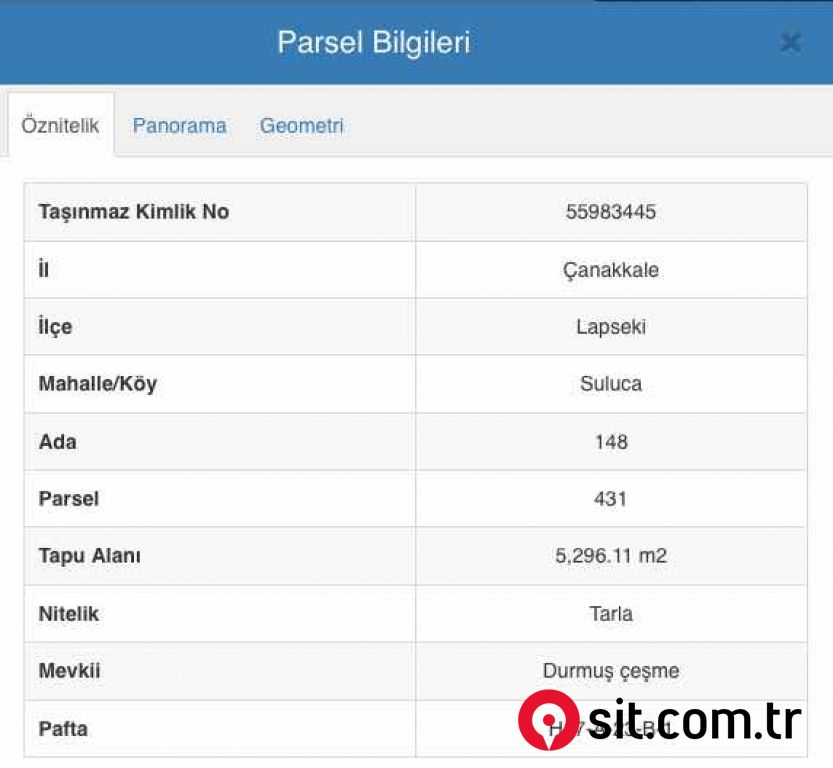 ÇANAKKALE LAPSEKİ SULUCA DENİZ VE BOĞAZ MANZARALI KUPON TARLA