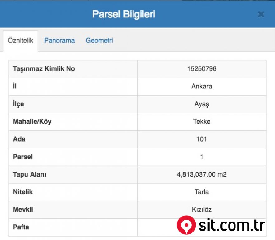 ANKARA  AYAŞ TEKKE 101 ADA 1 PARSEL SATILIK HİSSE YATIRIMLIK